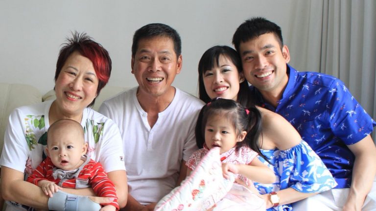 David and Jay Chong with their son, Marc, and his family. Photo courtesy of the Chong family.