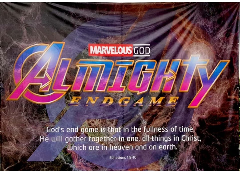 Orchard Road Presbyterian Church put up a banner on the Avengers: Endgame movie within days of the movie's release.