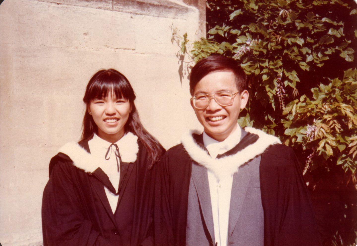 David and Sharon at their Oxford graduation in 1986.