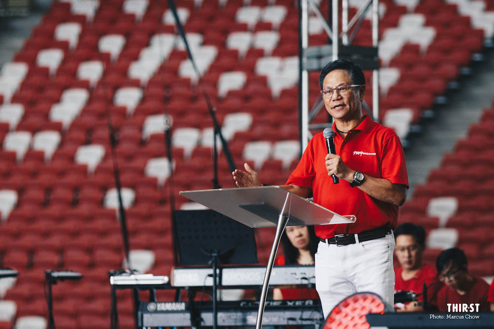 Pastor Lawrence Khong speaking at PraySingapore, October 7, 2018.