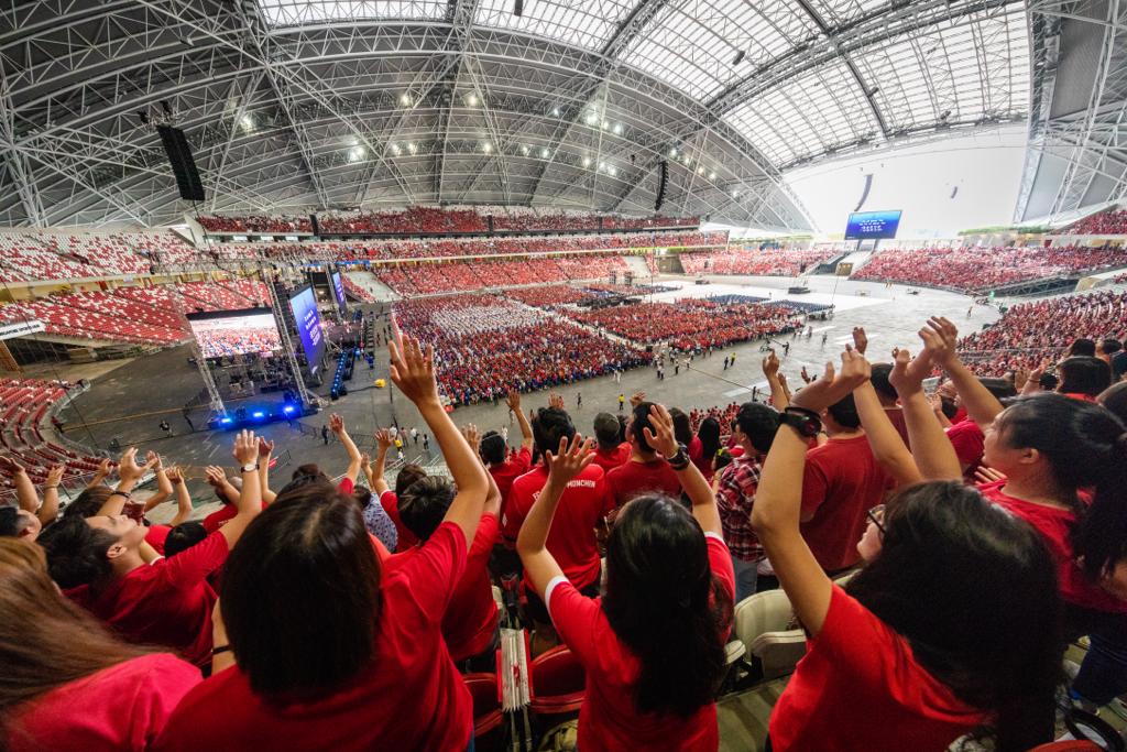 Tens of thousands gathered at the National stadium for a time of corporate worship and intercession. Photo by Joshua Pwee.