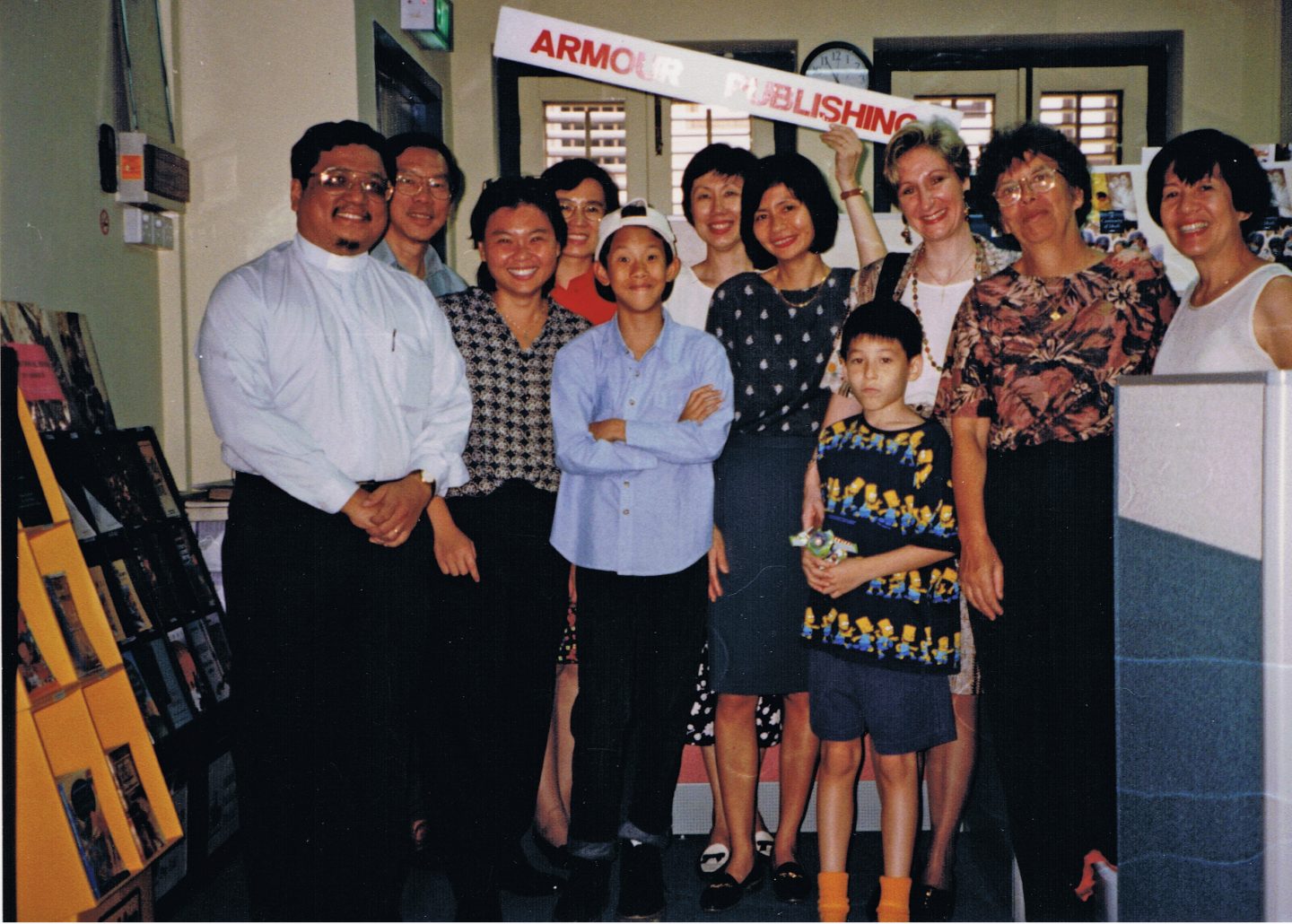 Emeritus Bishop Robert Solomon and the Armour team, family and friends at the opening of the new office at Sago Street, Chinatown, 1995
