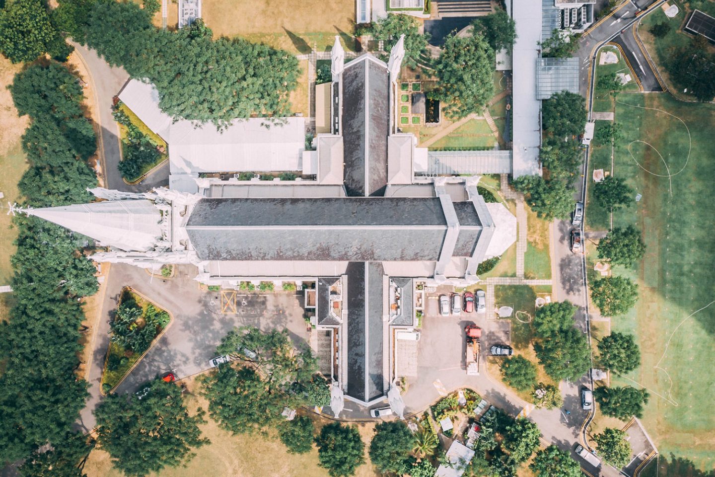 Aerial view of a church in Singapore