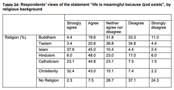 IPS Study on Religion - Views on the meaning of life