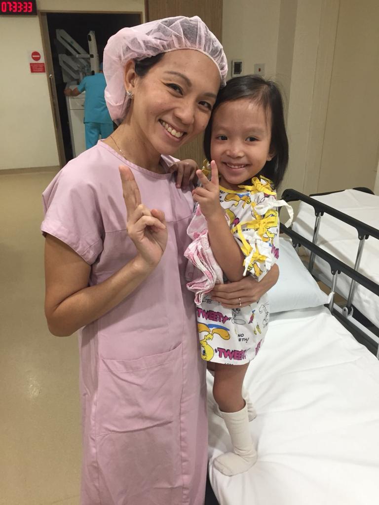 Siow and Grace - when Grace went for a major op for her right foot, feb 2018