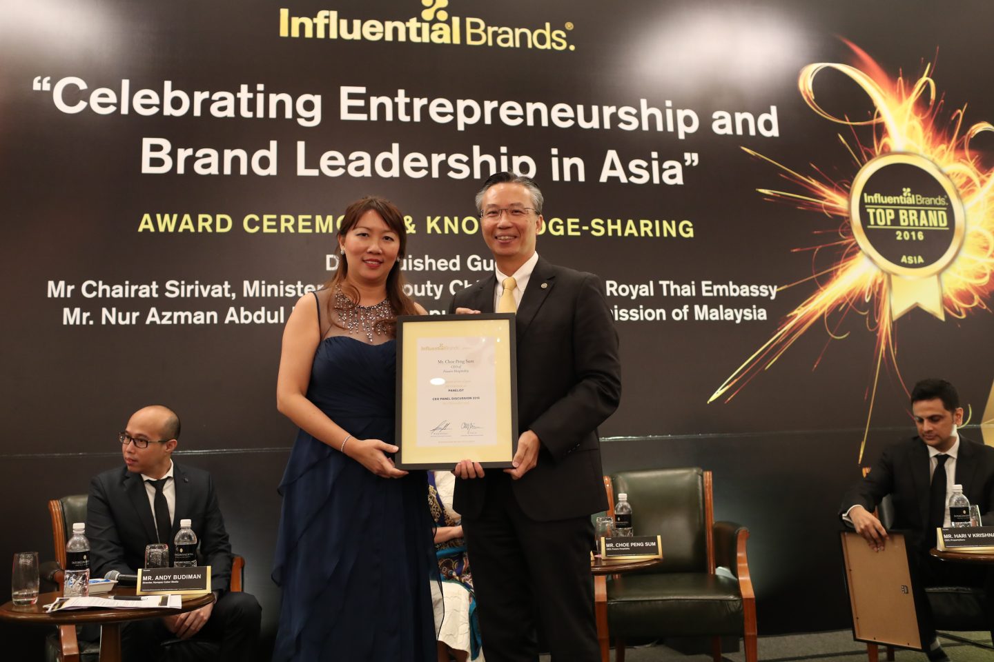 he greatest joy as a leader is to be able to influence the environment,” Choe shares. At the Influential Brands Award where he shared on a panel, 2016.