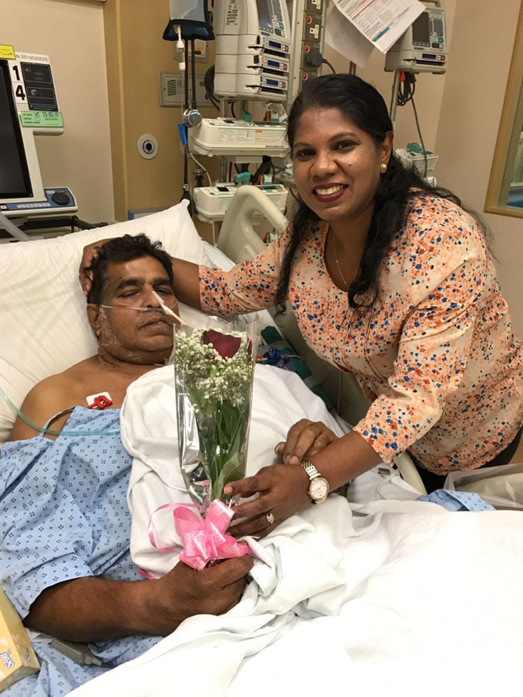 Indira celebrating Valentine's Day with Paul a day after he was moved to the recovery ICU.