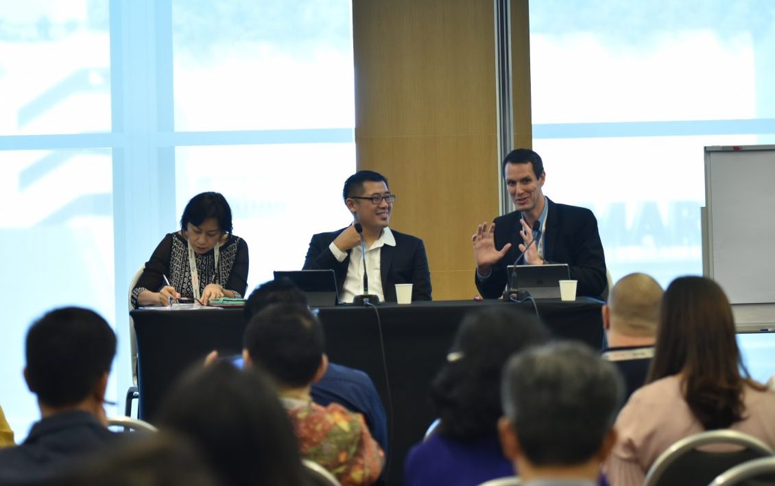 David Tjokrorahardjo (middle) from Sovereign’s Capital and Mark Tovell (right) from Telunas Resort hold a masterclass on sustaining business with purpose on the second day of the Eagles Leadership Conference at Suntec Convention Centre. Photo courtesy of Eagles Communications.