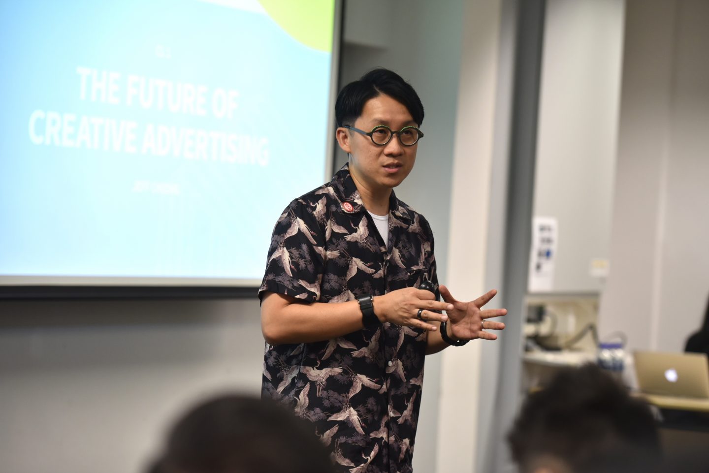 Jeff Cheong giving a talk at an ELC Learning Journey held at Equator, the centre of excellence for innovative advertising in Temasek Polytechnic. (Photo courtesy of ELC Media Team)