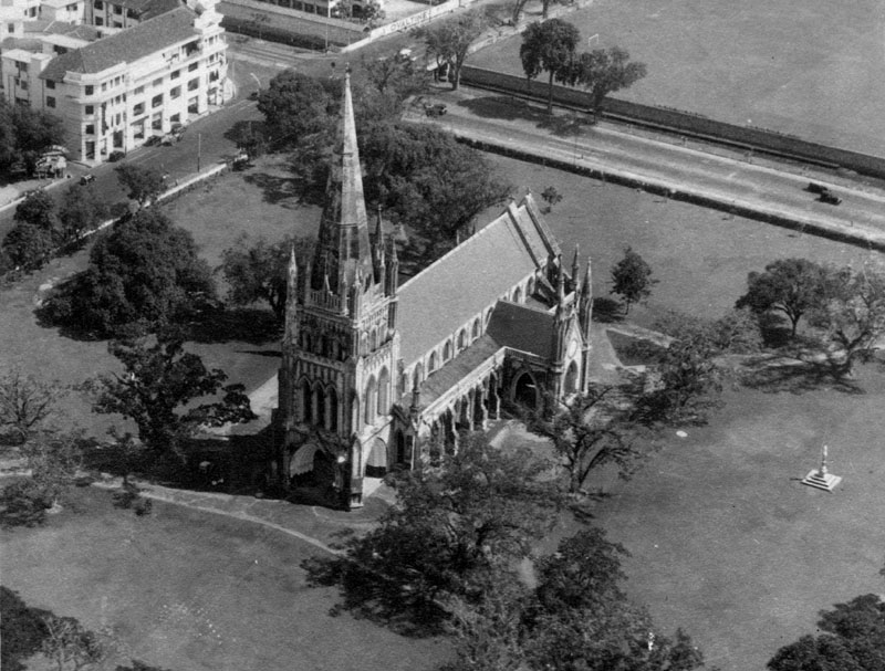 An aerial view of Cathedral taken by Fred Dunmore, 11 Squadron RAF, flying in a Bristol Blenheim in Janurary 1940 (Photo courtesy of St Andrew's Cathedral and Richard Gilham)