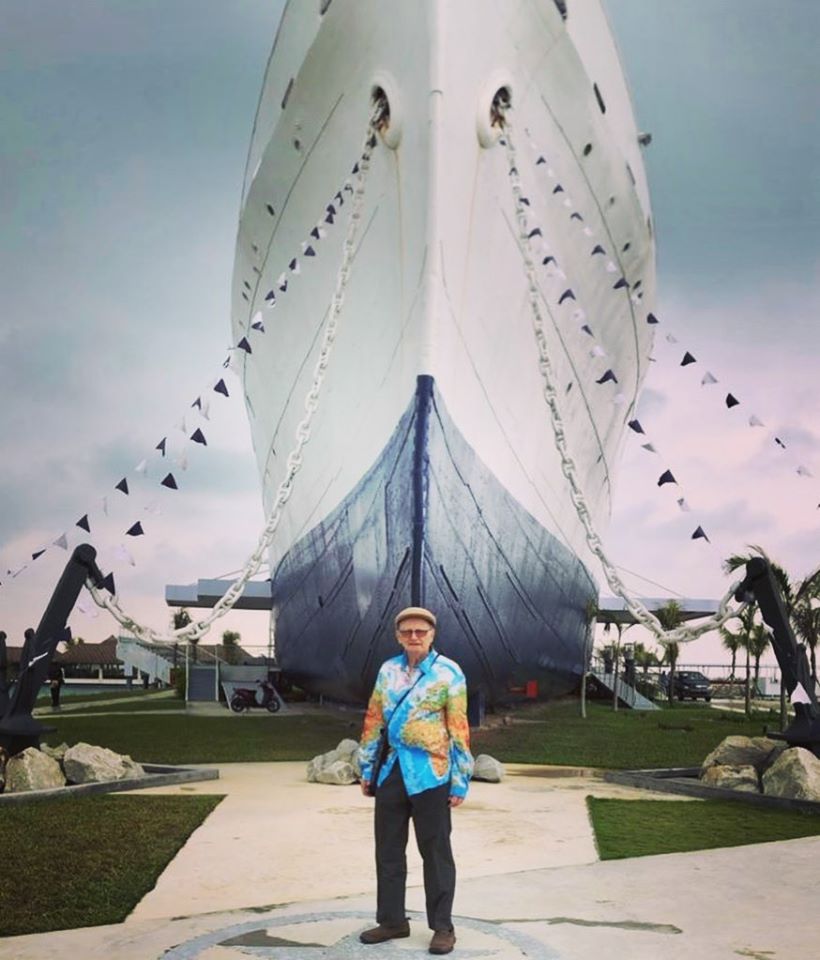 The idea of using a ship for missions came from George's desire to redeem every minute spent on the road and solve OM missionaries's perpetual housing woes. Here he is, standing in front of the MV Doulos, the second ship that OM purchased in 1977. Photo from OM Singapore's Facebook page.
