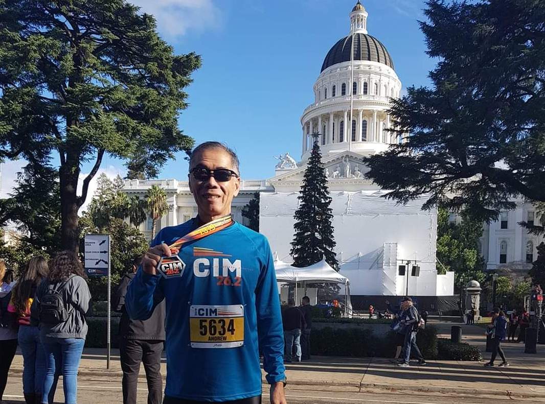 Ps Andrew at his most recent marathon in California just this month. For a time, Ps Andrew juggled the demands of running a newly-founded charity, pastoral duties at a church and a young family all whilst training for marathons. Photo courtesy of Ps Andrew Khoo.