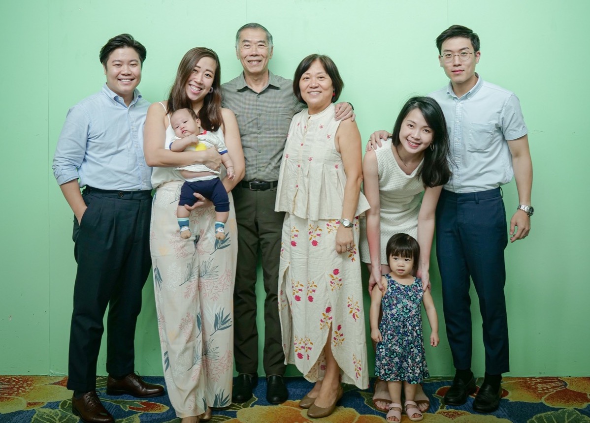 Ps Andrew (third from left) and his family. To sustain operations at NHCS in its early days, he cashed out on his and his daughter's insurance policy. Photo courtesy of Ps Andrew Khoo.