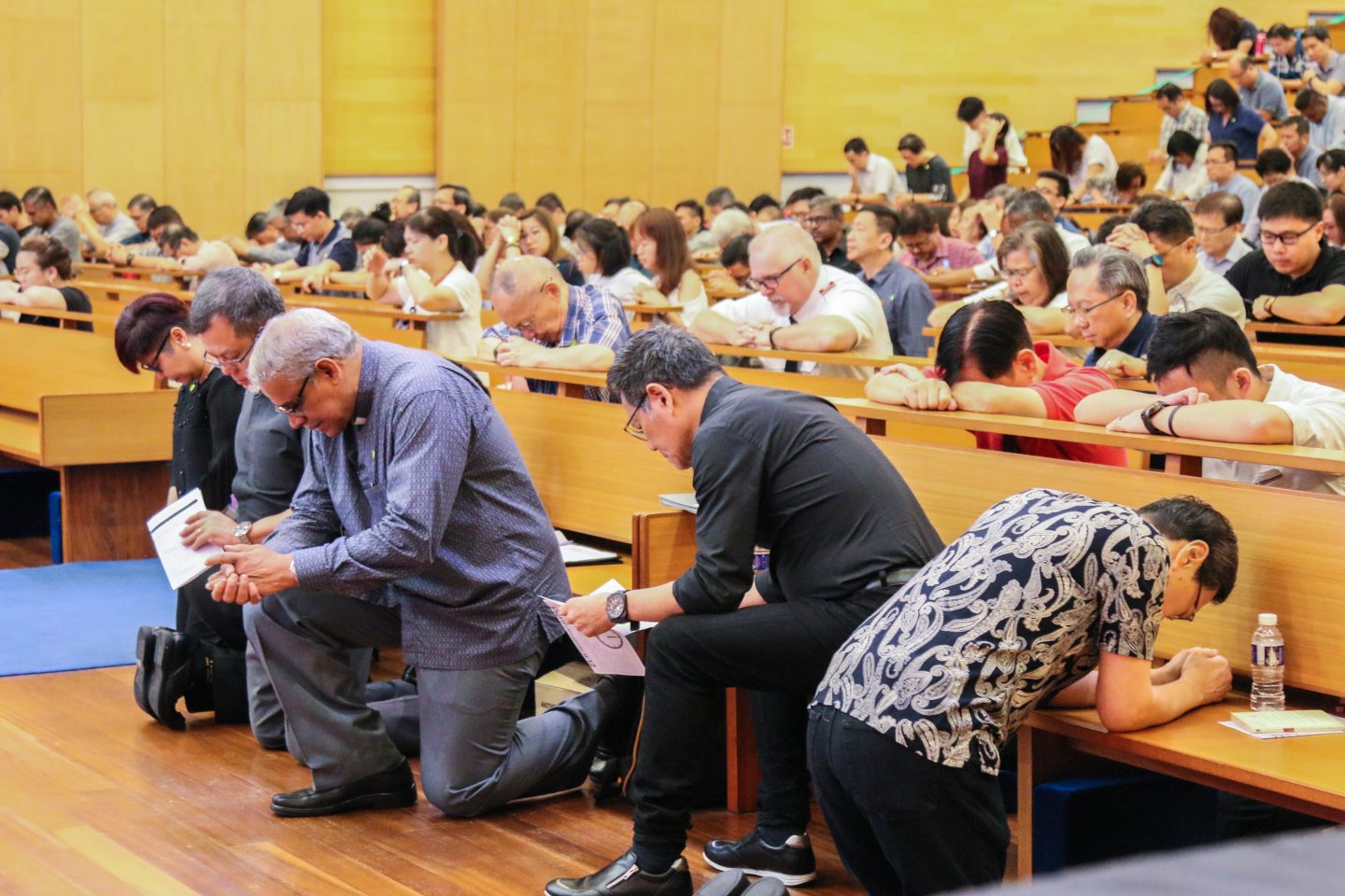 The closed-door prayer meeting saw pastors on bended knees as they sough forgiveness from God for themselves, their flock and the nation. Photo by St Andrew's Cathedral.