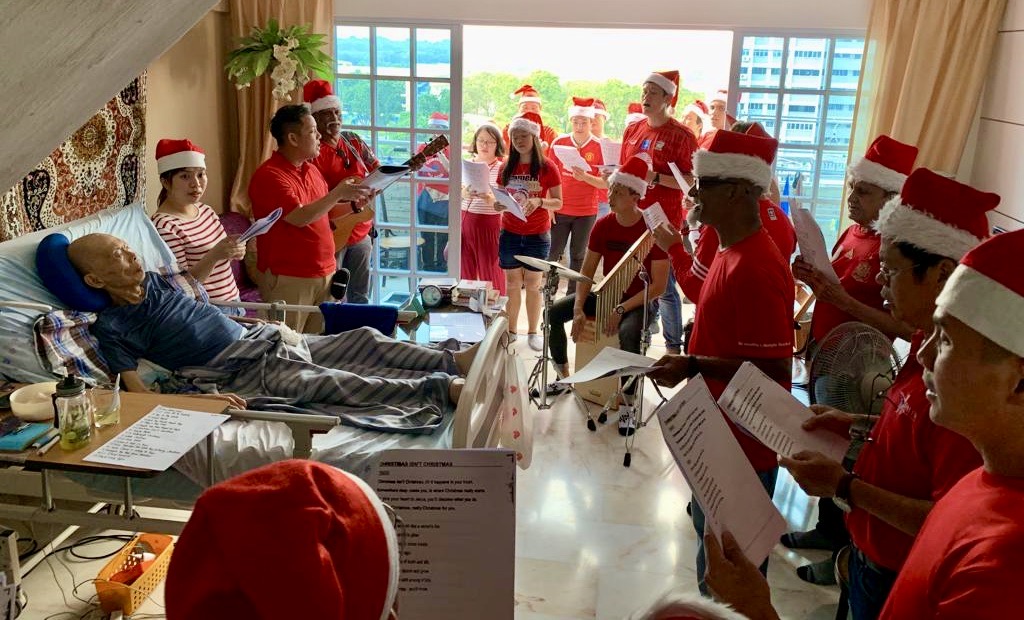 It is not just the boys who enter THP that become a part of THP family, their families are brought into the fold as well. The THP family paid a special visit to sing Christmas carols with Kelvin Choo's dad, who was stricken with cancer. Photo from The Hiding Place.