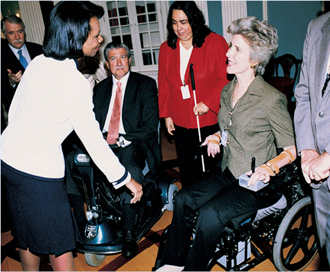Photo of Joni campaigning for disability rights in the United States. Photo via Joni and Friends media