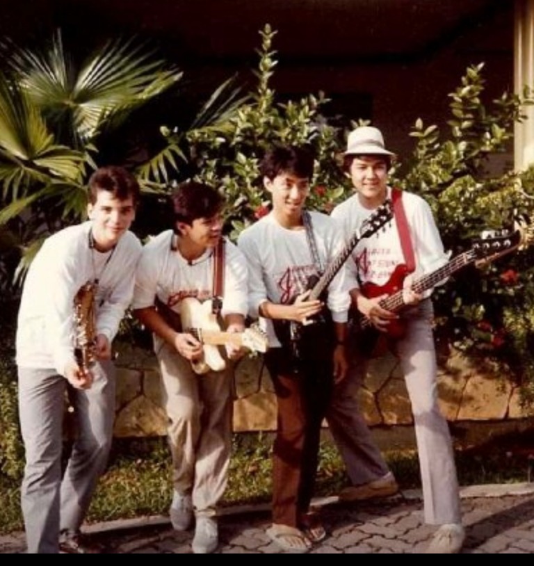 17-year-old Thong (second from right) rocking it out in his younger days in Indonesia. 