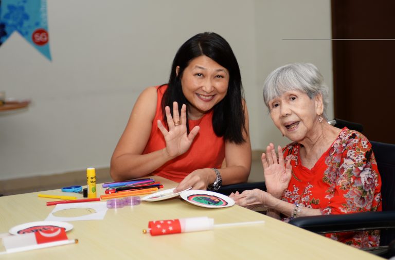 Engaging with residents of nursing homes and seeing how therapists and nurses interact with them has given Foo a new respect for all in healthcare and social service. She is pictured here with a resident at MWS Bethany Nursing Home – Choa Chua Kang.