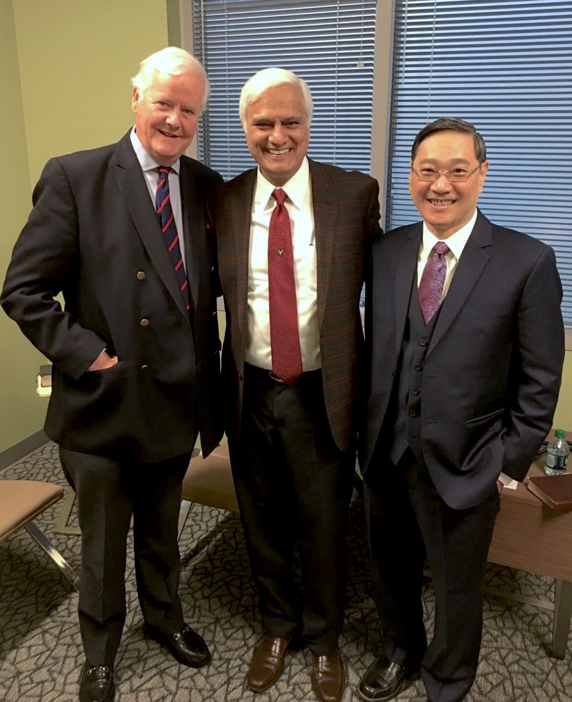 Os Guinness, Ravi Zacharias (middle) and Pastor Edmund at the opening of the Zacharias Institute, RZIM's global headquarters, Atlanta, USA.