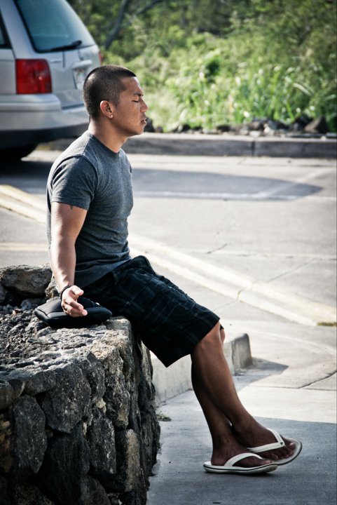 Kim praying during the Discipleship Training School in Hawaii, where he met God after a 15-year long battle with addiction.