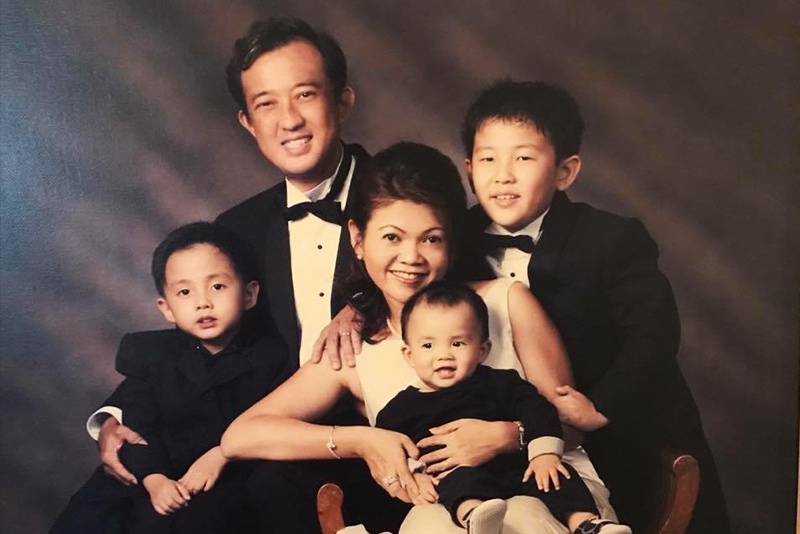 Chng with her husband Richard who passed away in 2004 and their three sons (left to right) Joel now 22, Emmanuel now 18, and Noel now 25.
