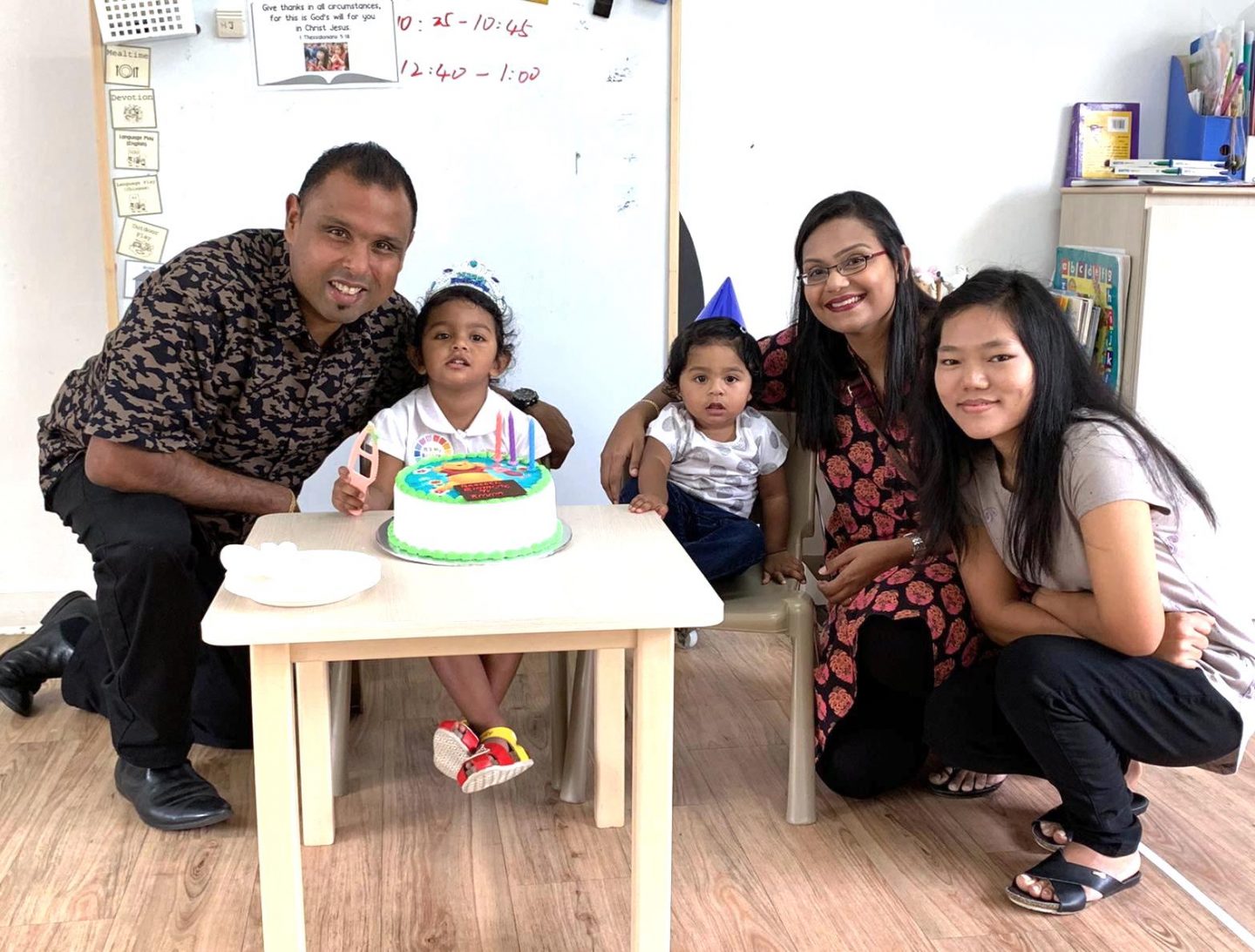Pastor Sam with his daughters,(from left) Emmanuella Gift Stephen and Daniella Blessing Stephen, his wife, Pastor Grace Deborah Samuel and his domestic helper, Hannah, whom he considers his eldest daughter. Photo courtesy of Pastor Samuel Gift Stephen.