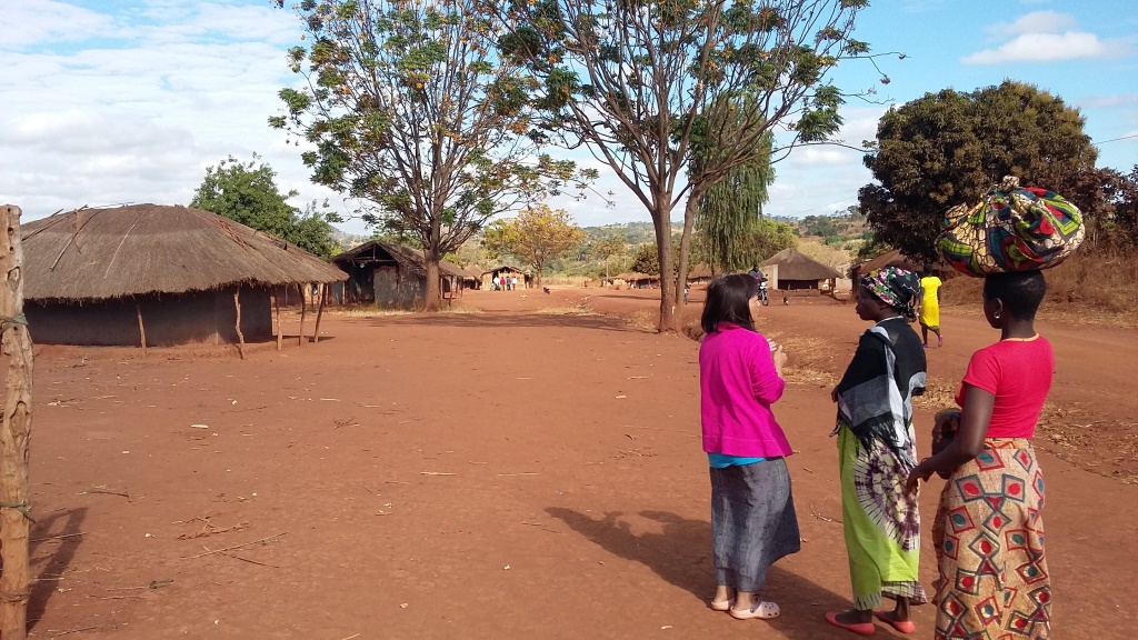 Jennie (in pink) speaking to villagers. The couple speak Portuguese which is the national language of this Southern African nation which neighbours South Africa. They only saw their first converts after 10 years in the village.