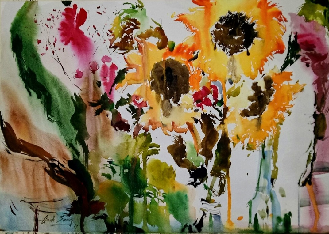 Ng’s watercolour piece entitled, Sunshine. He teaches his special needs students and students with disabilities different types of art depending on their abilities.