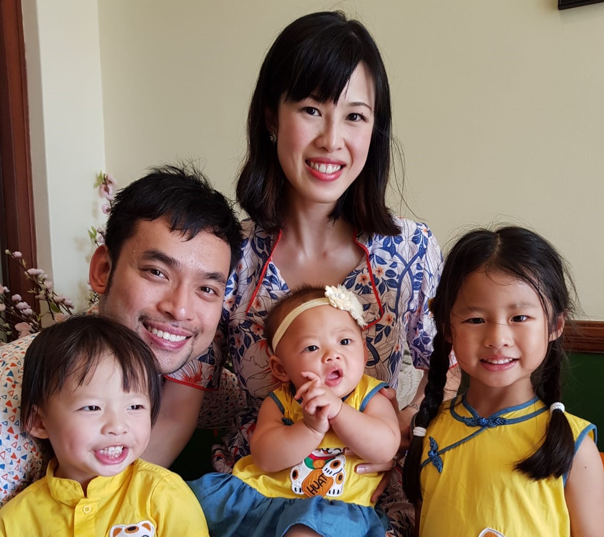 (Left to right) Micah, Marc, Michelle, baby Maia and Miko. Photo courtesy of Marc Chong.