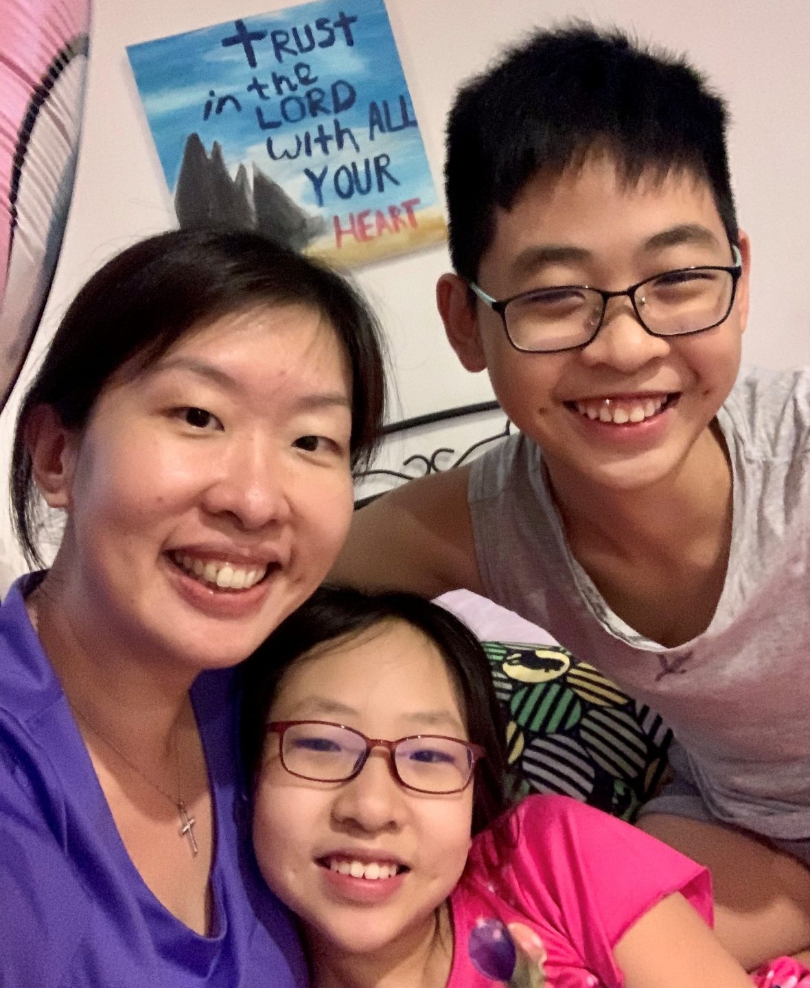 Lim with her daughter Cara and son Corum. She was discharged just in time to celebrate her daughter’s 11th birthday.