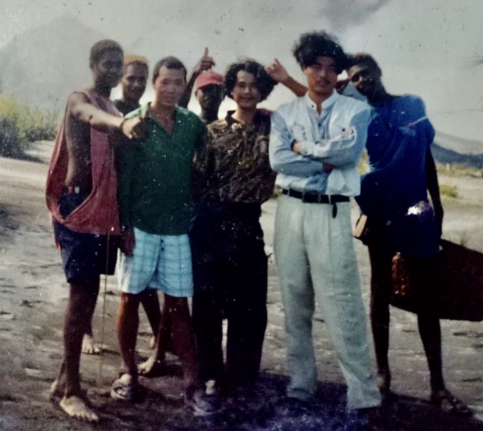 Huang (second from the left) struggled to keep hi faith going even when he was out at sea by visiting churches whenever his vessel stopped at ports.