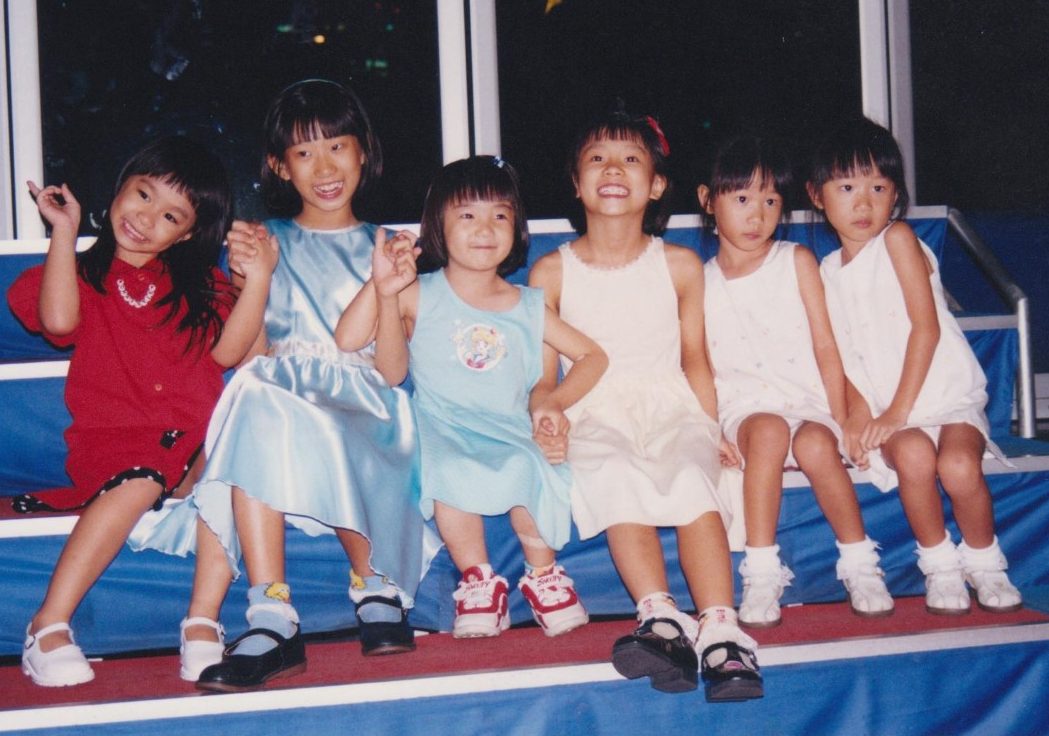 Boon Yeow's twin daughters (first and second from right) with their cousins. "By God’s grace, they overcame their social anxiety."
