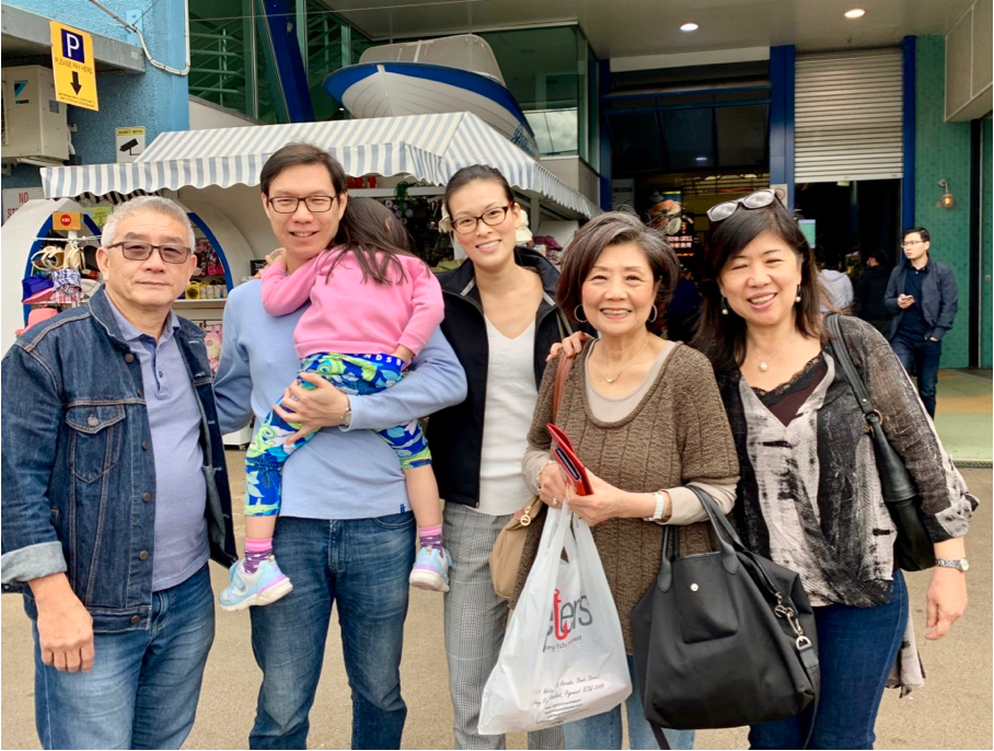 Dr Pang with pastors Richard and Lilian Tng of Rock Worship Centre, together with her mother-in-law, Ai Boon at the Sydney Fish Market.​