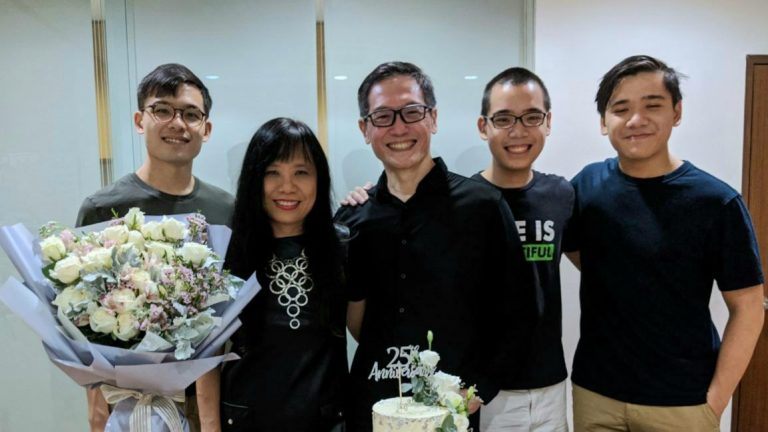 The Moks celebrating their silver anniversary with their three sons. When they chose to become foster parents seven years ago, they consulted their children and got their support before they went ahead, making fostering a whole family affiair. All photos courtesy of the Mok family.