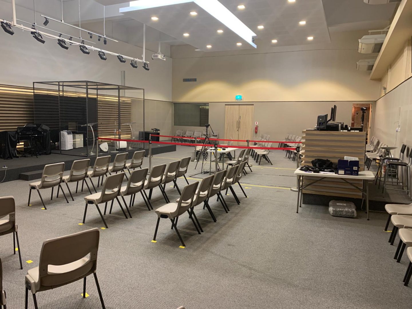 Chairs at Kingdom Life Community Church are placed in clusters of five. Photo courtesy of Pastor Benjamin Chew.