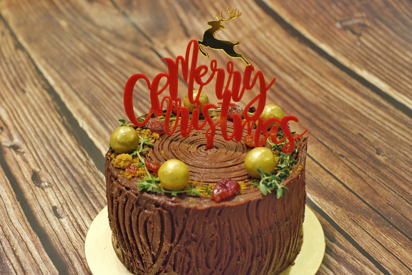 A chocolate stump cake by Joanna's Oven.