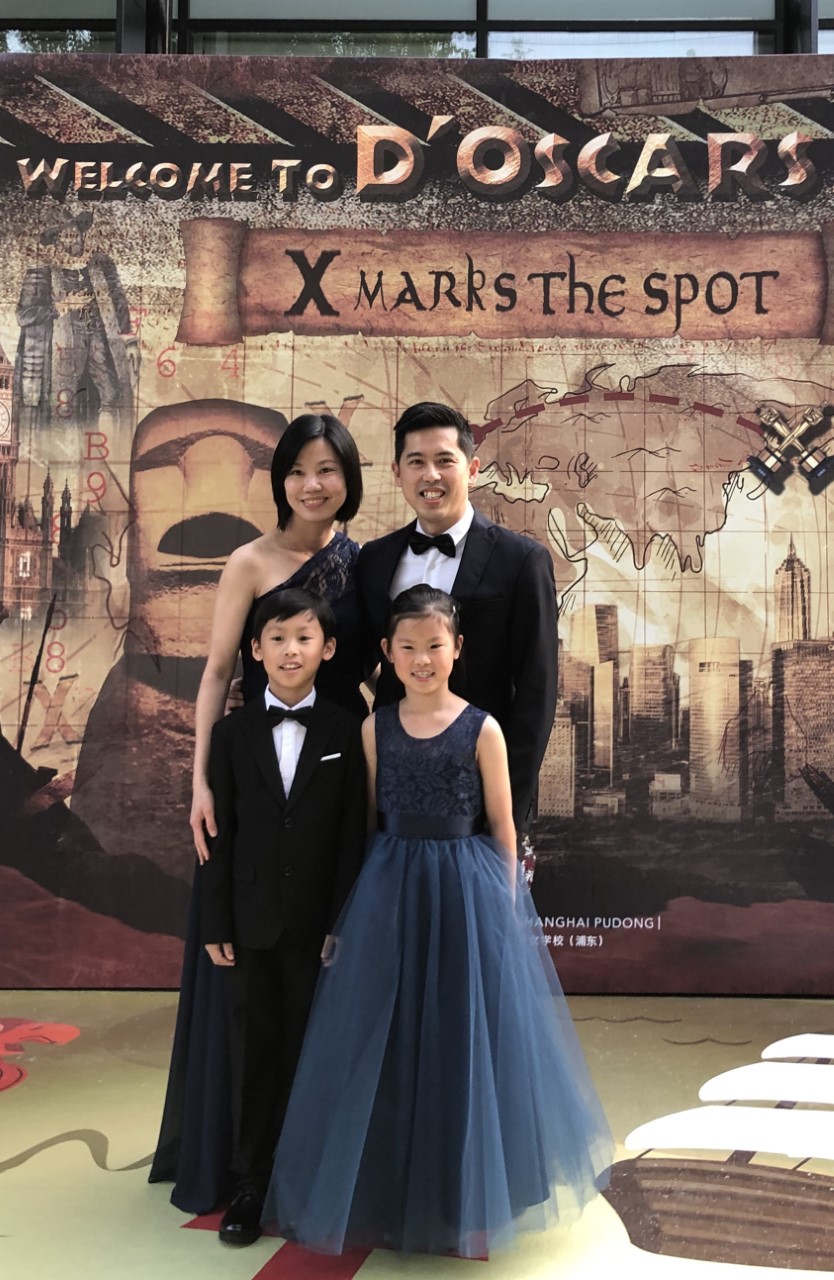 Koh with his family in Shanghai in 2019. 