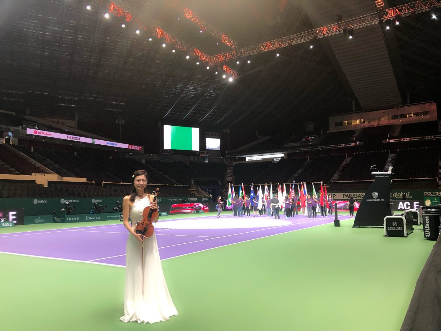 Eileen performing at the Singapore Indoor Stadium for the Opening Ceremony of the WTA 2018
