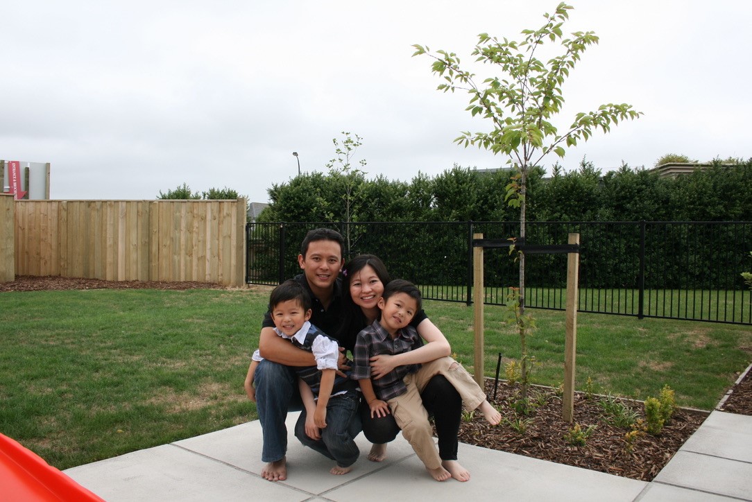 Zoe Chu and her family in the garden of their new home, celebrating her 31st birthday, just one month before the accident occurred. 