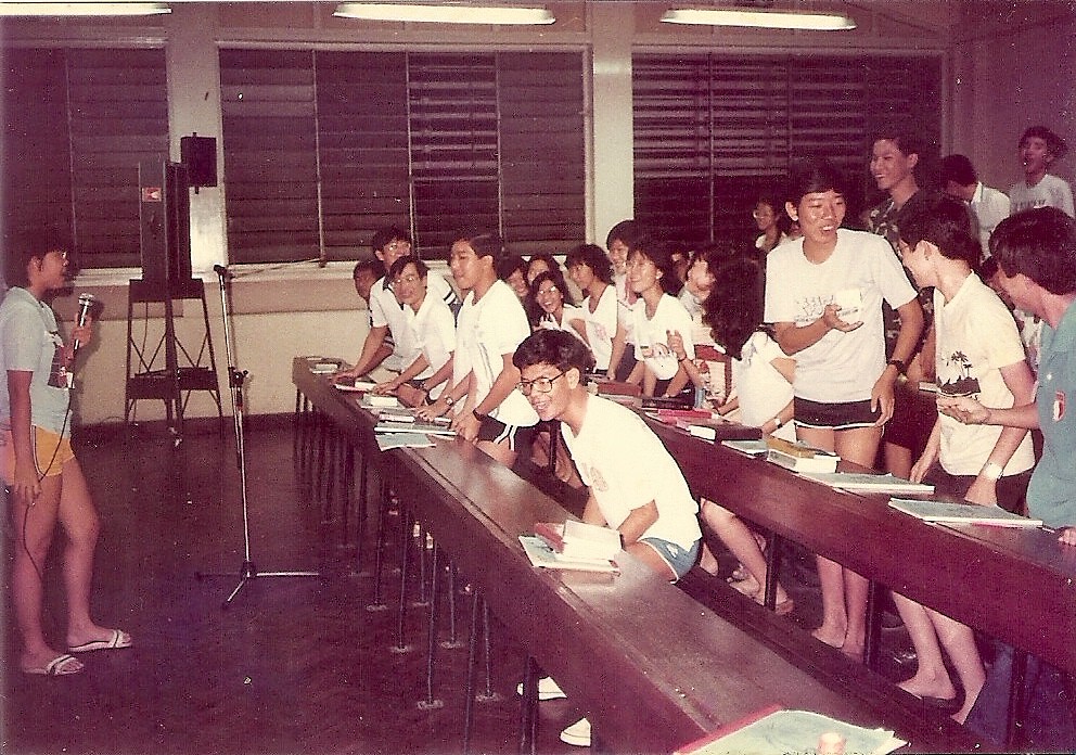 16-year-old Lim (front with spectacles) at a YFC event.