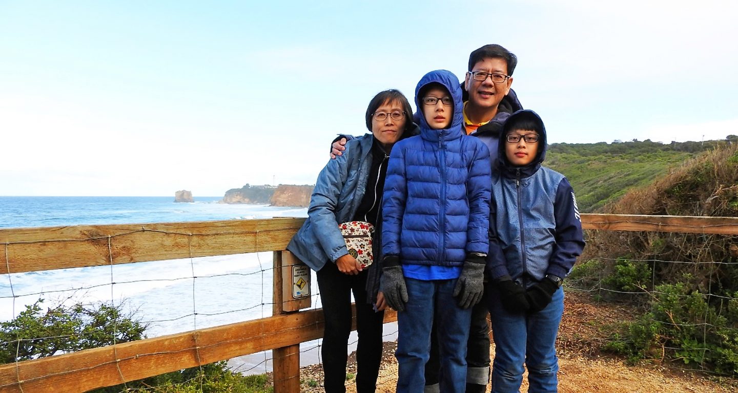 Lim (second from right) with his wife Sue San and sons Joshua and Elijah.