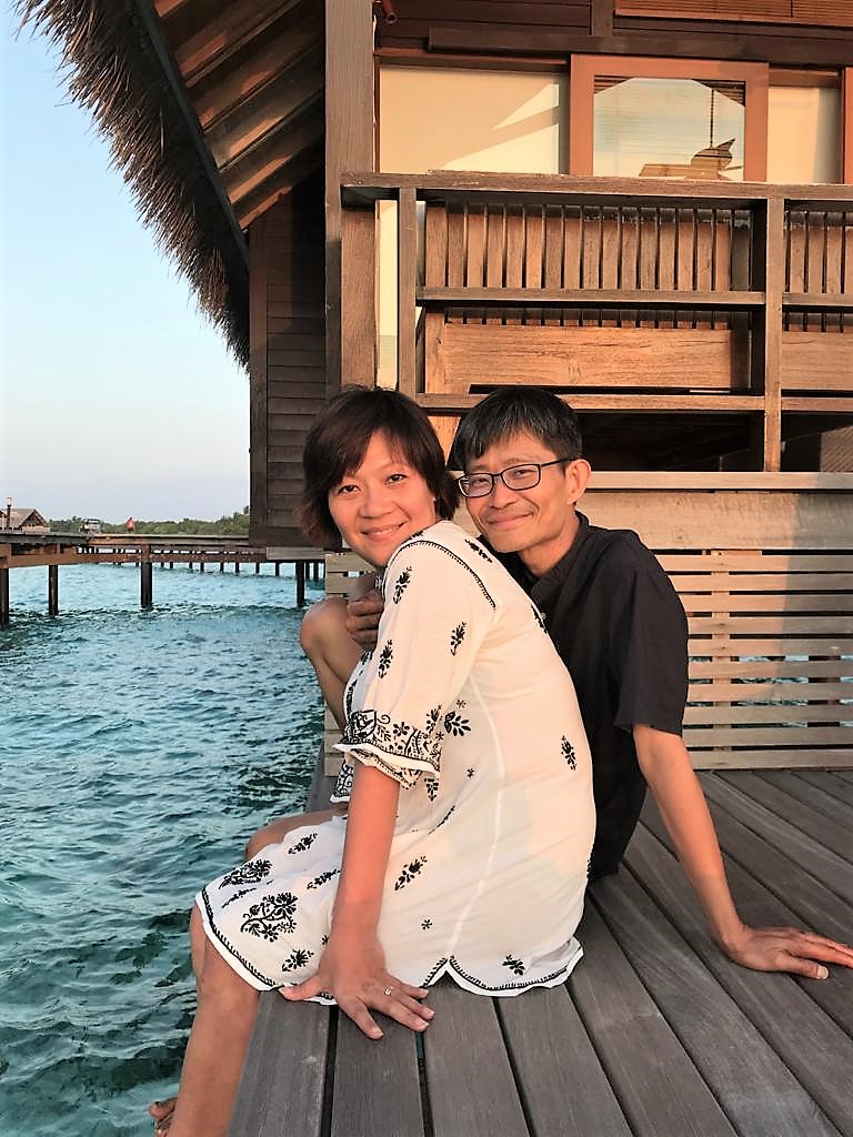 Maybeline and Benson on a family holiday to the Maldives. 