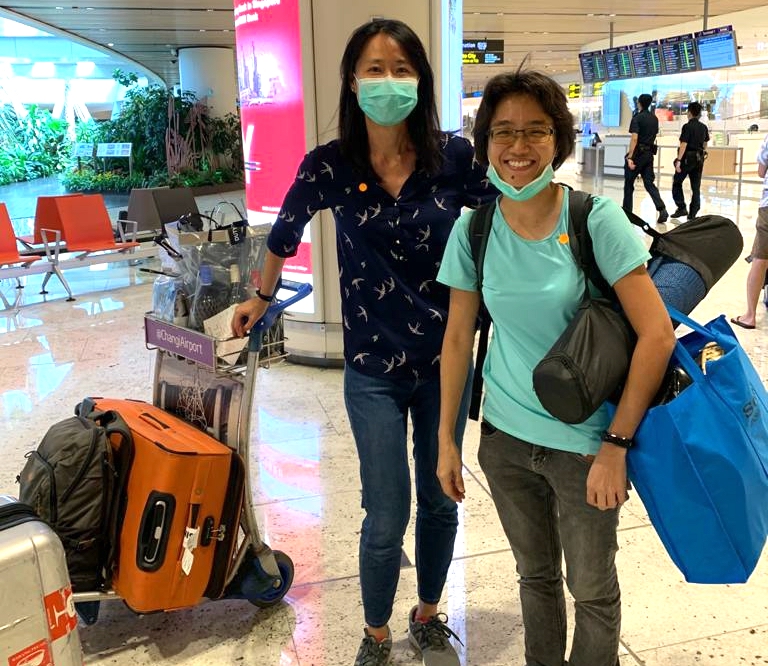 Ting, with her co-worker, Wong Li Shan, touching down at a deserted Changi Airport at the end of March last year. While serving their SHN, the government announced the circuit breaker.