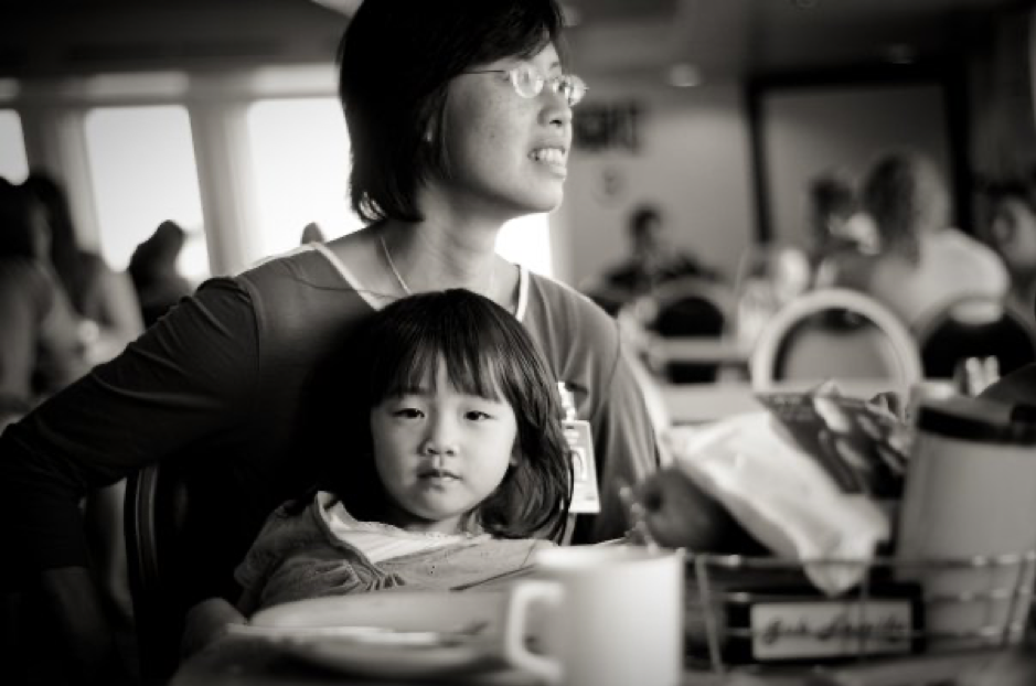 Su-Ling and her daughter Katelyn on board the Logos Hope ship, juggling multiple roles as a mum and missionary. Photo by Samuel Kwan.