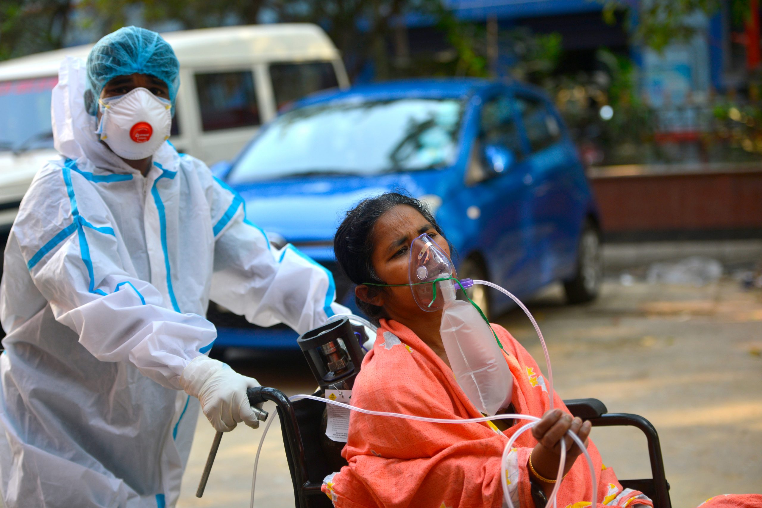 A Covid-19 patient at a medical college hospital in Kolkata, on April 30, 2021. Photo by Mr Subir Halder/ Shutterstock.com.