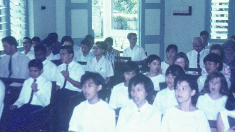 The worship hall on the first floor of the bungalow was small, but it did not deter people from packing its pews. Photo courtesy of Andrew Ong.