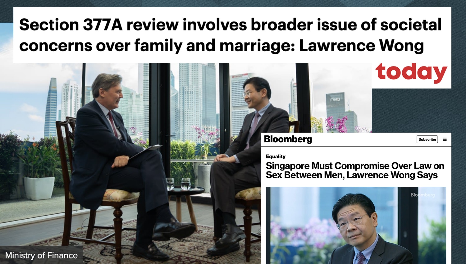Singapore Deputy Prime Minister Lawrence Wong in an interview with Mr John Micklethwait, Bloomberg News Editor-in-Chief, on 15 Aug, 2022.