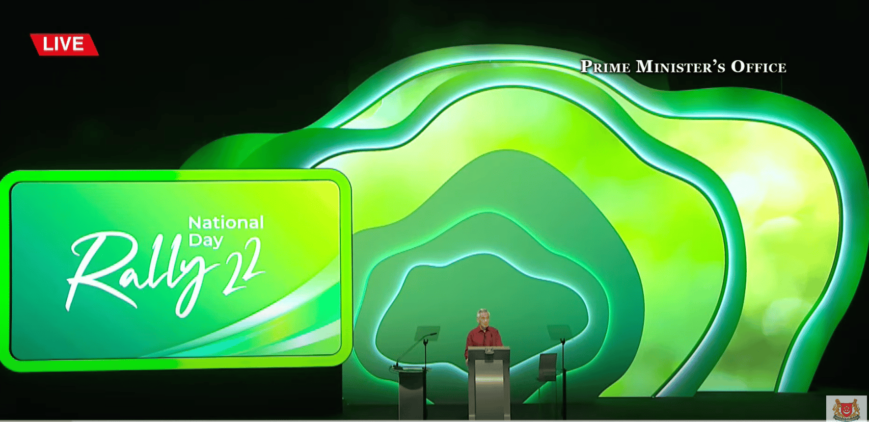 Prime Minister Lee Hsien Loong speaking at the National Day Rally, 21 August 2022.