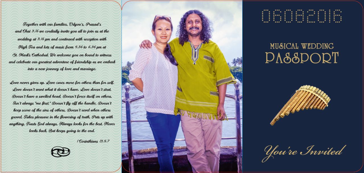 Benny Prasad passport wedding invitation
