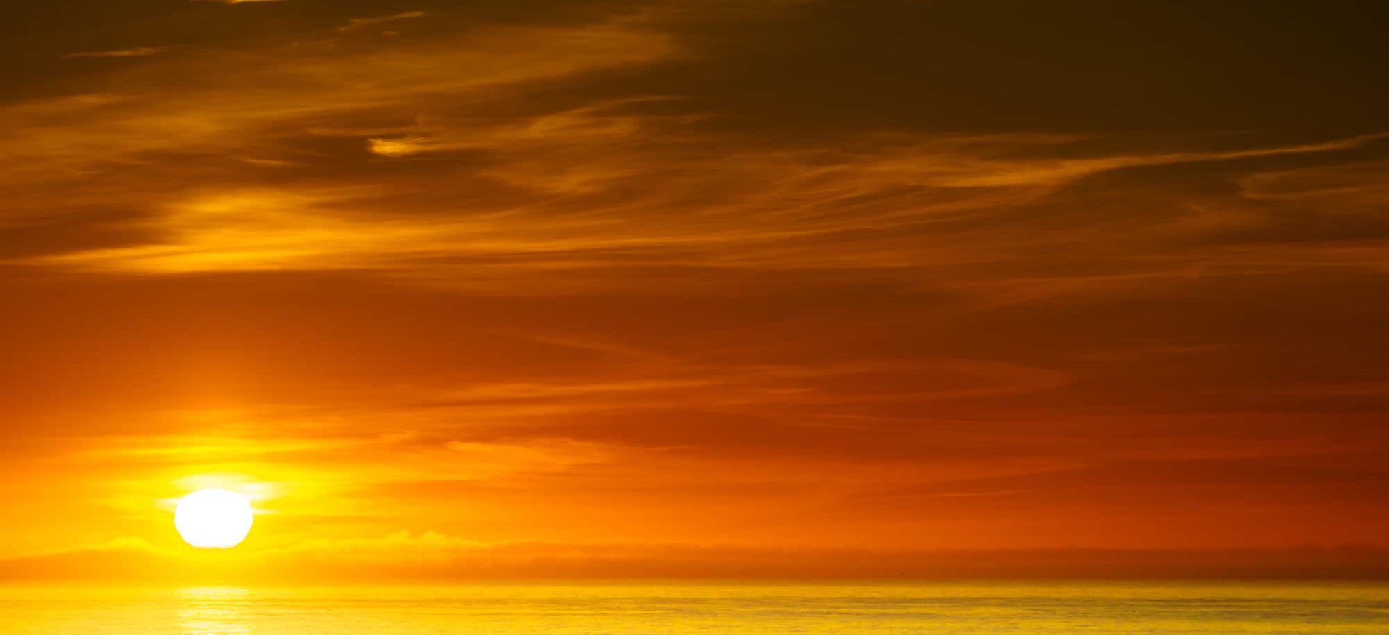 Sunrise over sea. Morning seascape.